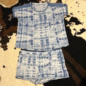 Three piece set blue tie dye pajamas size XL
